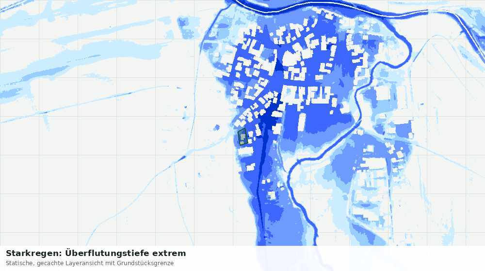 Statische Kartenansicht: Starkregen: Überflutungstiefe extrem