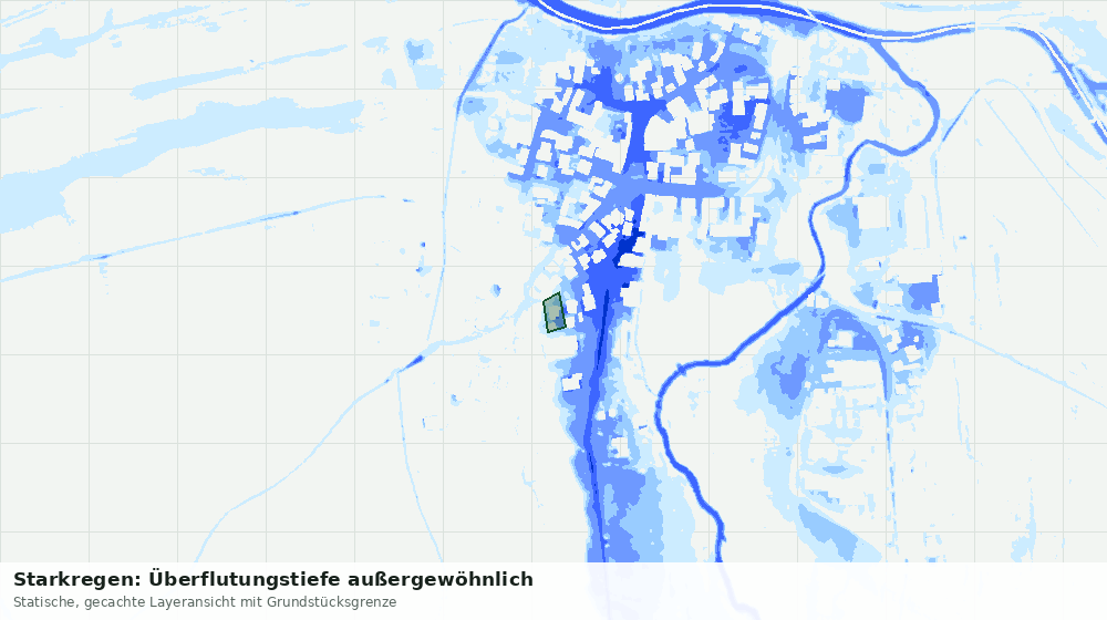 Statische Kartenansicht: Starkregen: Überflutungstiefe außergewöhnlich