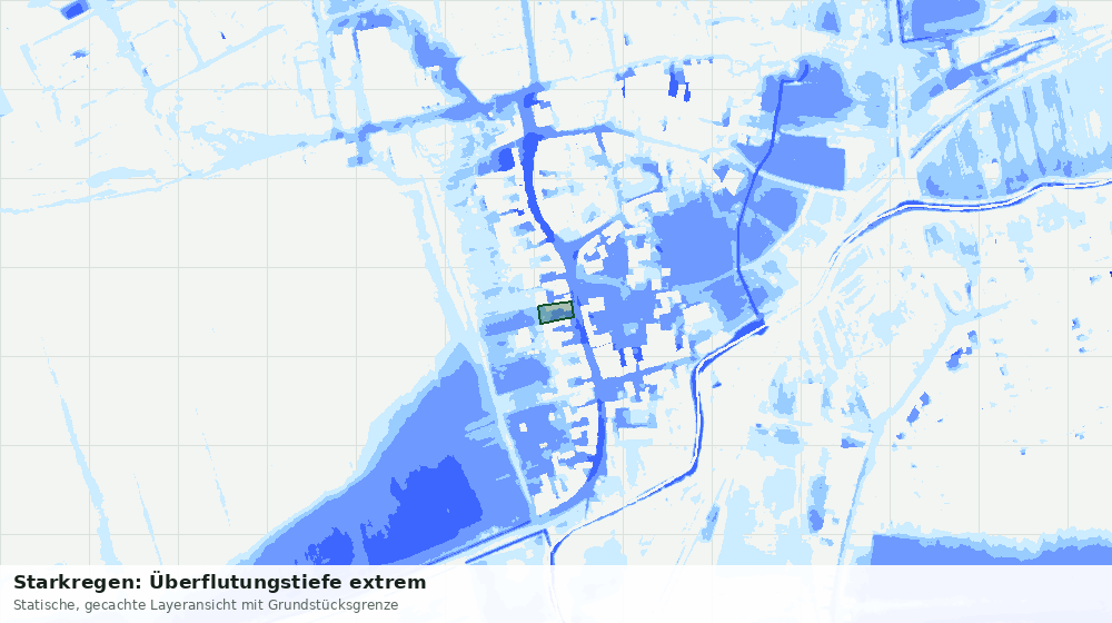 Statische Kartenansicht: Starkregen: Überflutungstiefe extrem