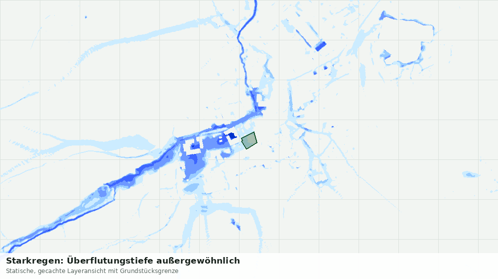 Statische Kartenansicht: Starkregen: Überflutungstiefe außergewöhnlich