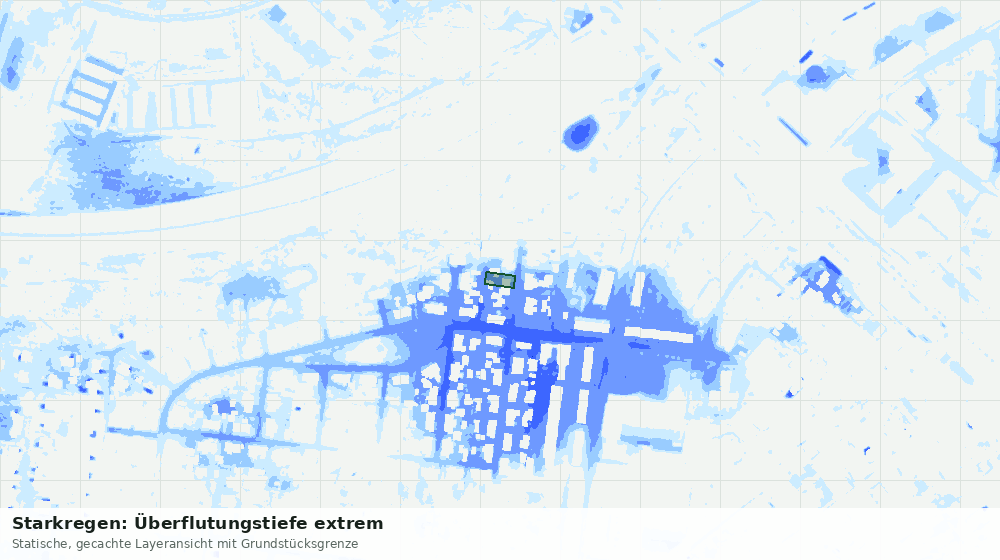 Statische Kartenansicht: Starkregen: Überflutungstiefe extrem