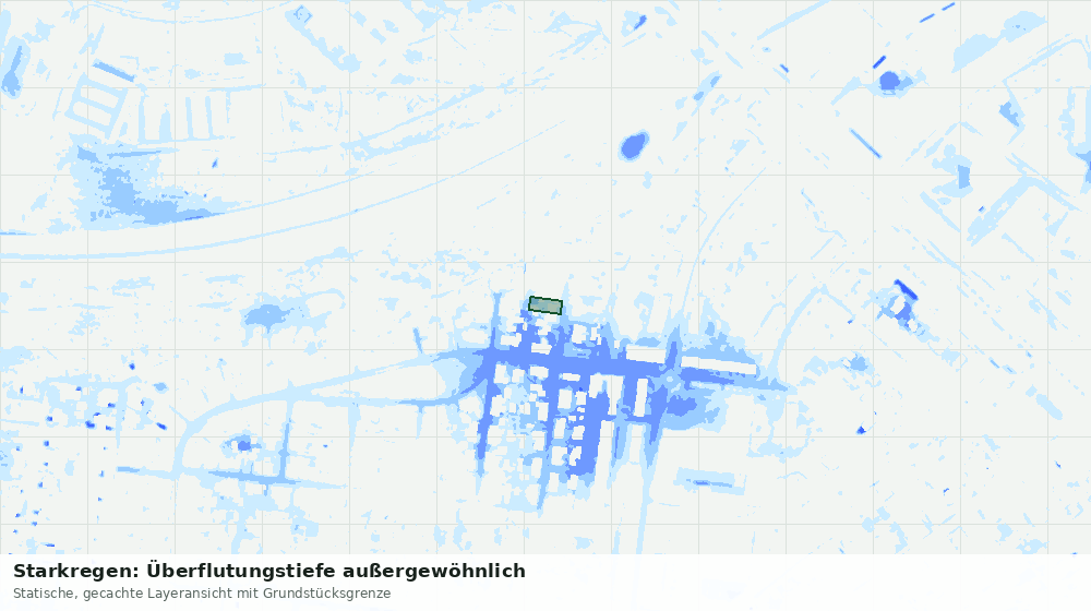 Statische Kartenansicht: Starkregen: Überflutungstiefe außergewöhnlich