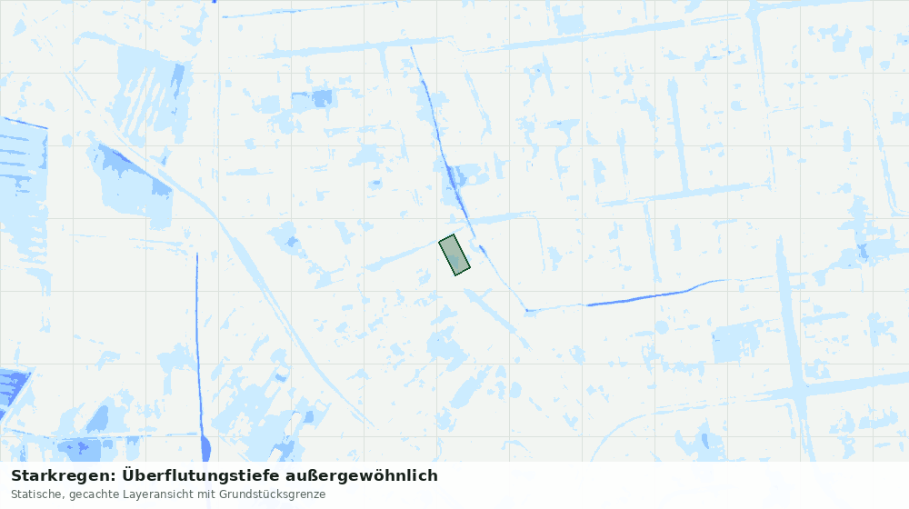 Statische Kartenansicht: Starkregen: Überflutungstiefe außergewöhnlich