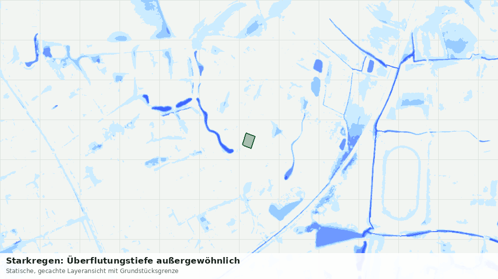 Statische Kartenansicht: Starkregen: Überflutungstiefe außergewöhnlich