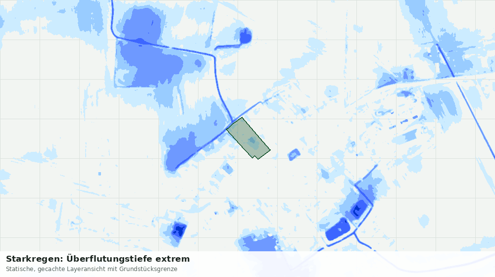 Statische Kartenansicht: Starkregen: Überflutungstiefe extrem