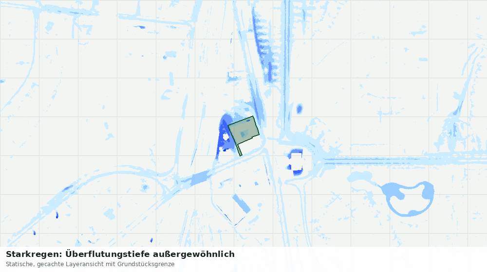 Statische Kartenansicht: Starkregen: Überflutungstiefe außergewöhnlich