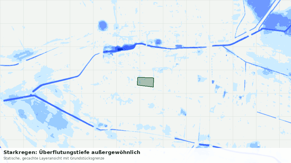 Statische Kartenansicht: Starkregen: Überflutungstiefe außergewöhnlich