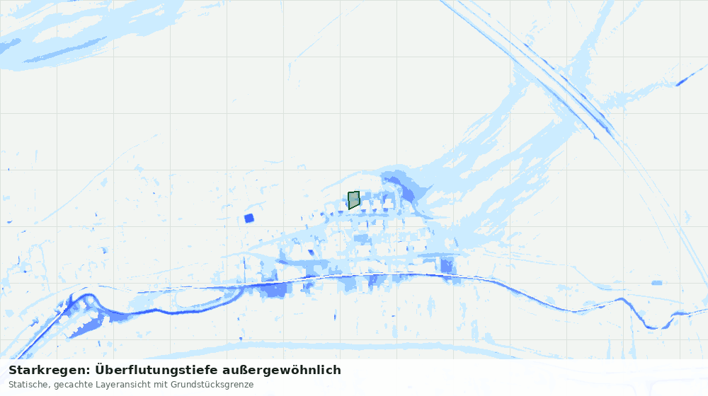 Statische Kartenansicht: Starkregen: Überflutungstiefe außergewöhnlich
