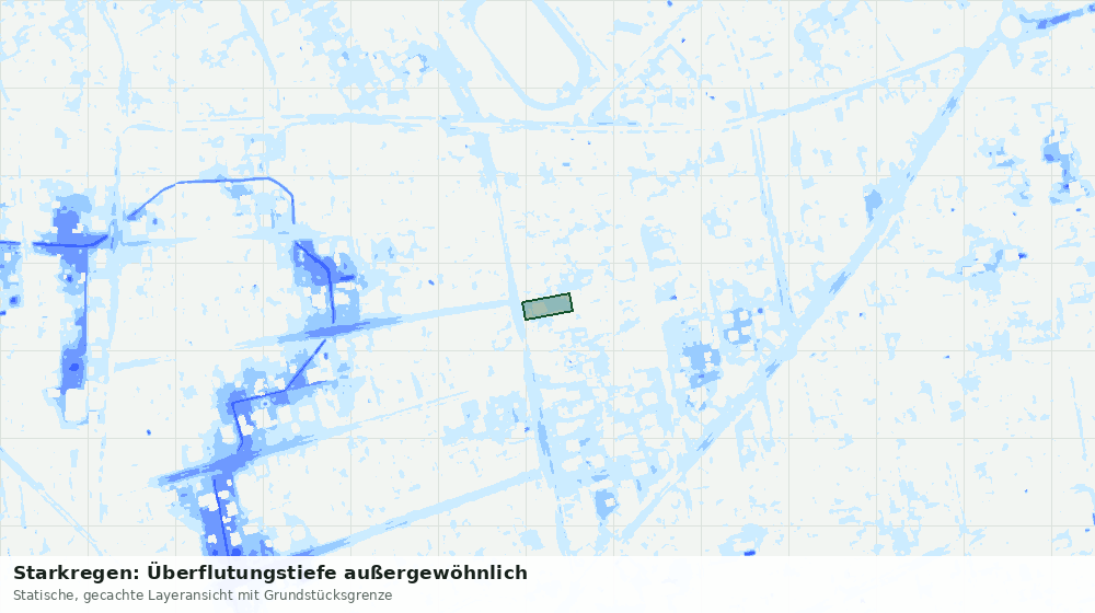 Statische Kartenansicht: Starkregen: Überflutungstiefe außergewöhnlich