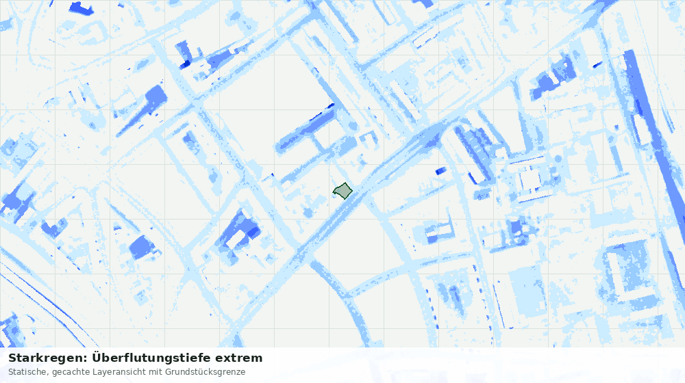 Statische Kartenansicht: Starkregen: Überflutungstiefe extrem