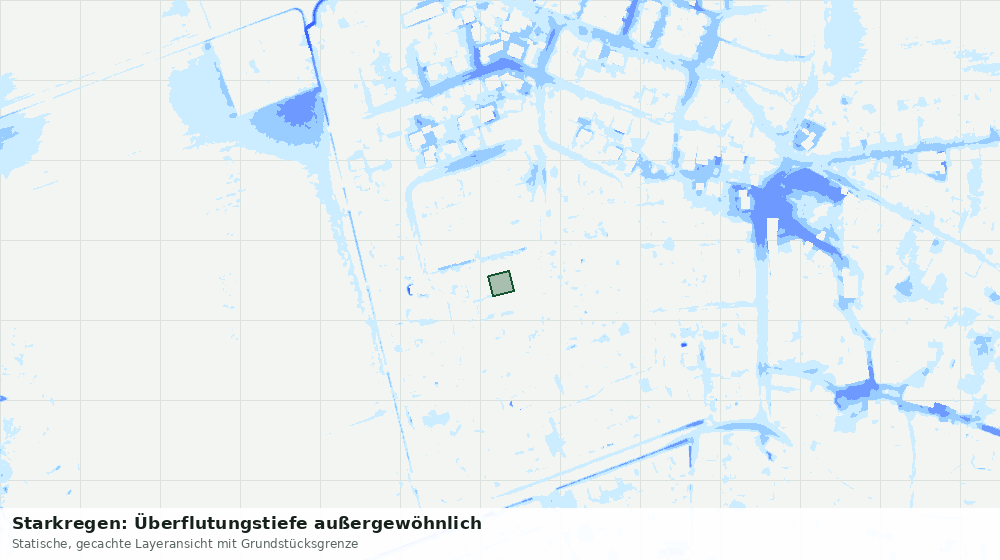 Statische Kartenansicht: Starkregen: Überflutungstiefe außergewöhnlich