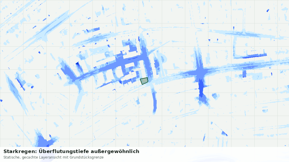 Statische Kartenansicht: Starkregen: Überflutungstiefe außergewöhnlich