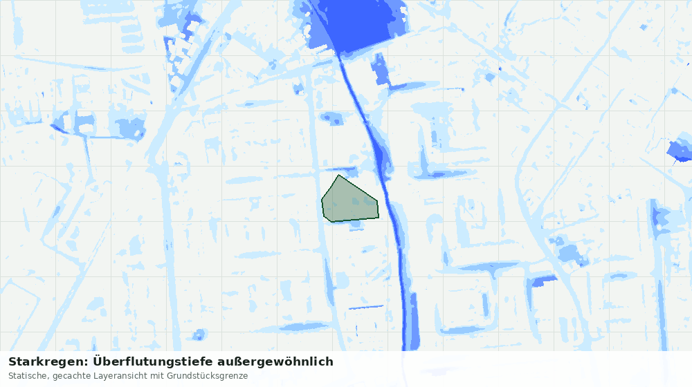 Statische Kartenansicht: Starkregen: Überflutungstiefe außergewöhnlich
