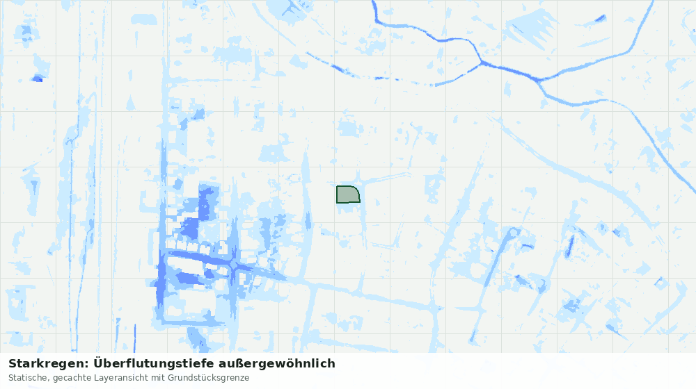Statische Kartenansicht: Starkregen: Überflutungstiefe außergewöhnlich