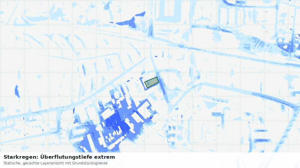 Statische Kartenansicht: Starkregen: Überflutungstiefe extrem