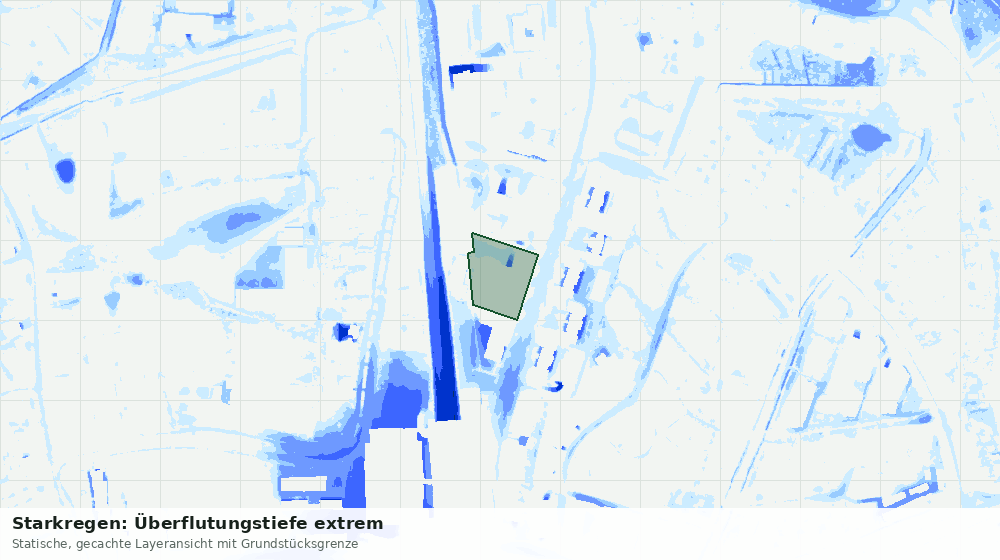 Statische Kartenansicht: Starkregen: Überflutungstiefe extrem