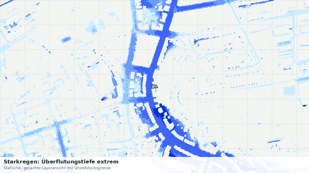 Statische Kartenansicht: Starkregen: Überflutungstiefe extrem