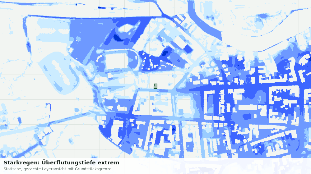 Statische Kartenansicht: Starkregen: Überflutungstiefe extrem
