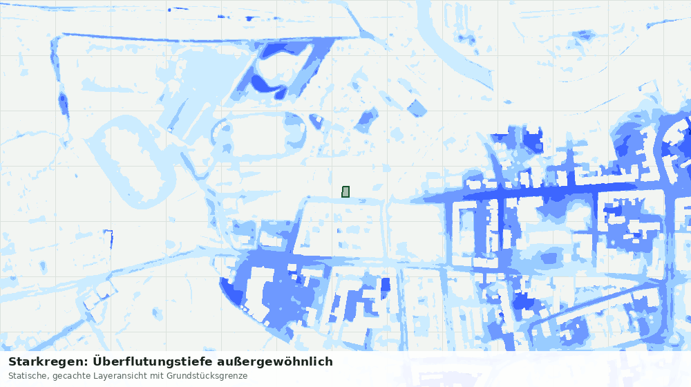 Statische Kartenansicht: Starkregen: Überflutungstiefe außergewöhnlich