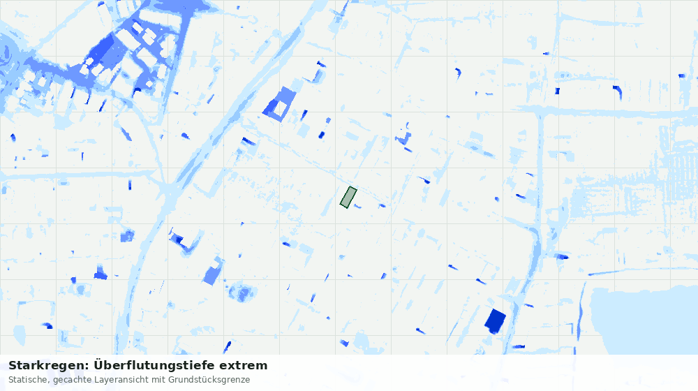 Statische Kartenansicht: Starkregen: Überflutungstiefe extrem