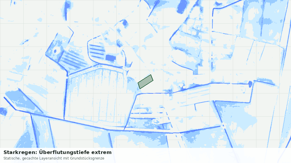 Statische Kartenansicht: Starkregen: Überflutungstiefe extrem