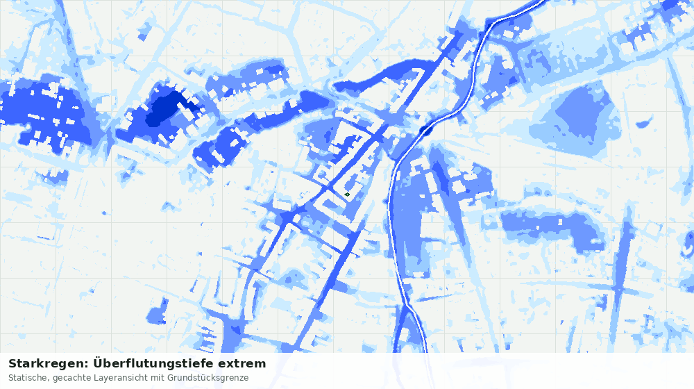 Statische Kartenansicht: Starkregen: Überflutungstiefe extrem