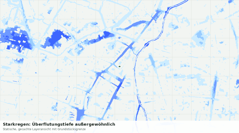 Statische Kartenansicht: Starkregen: Überflutungstiefe außergewöhnlich