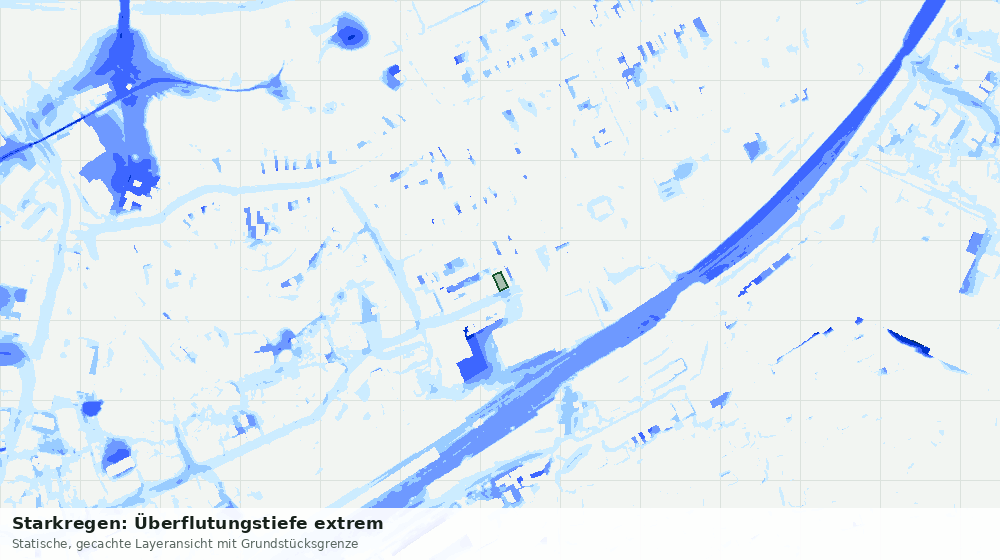 Statische Kartenansicht: Starkregen: Überflutungstiefe extrem