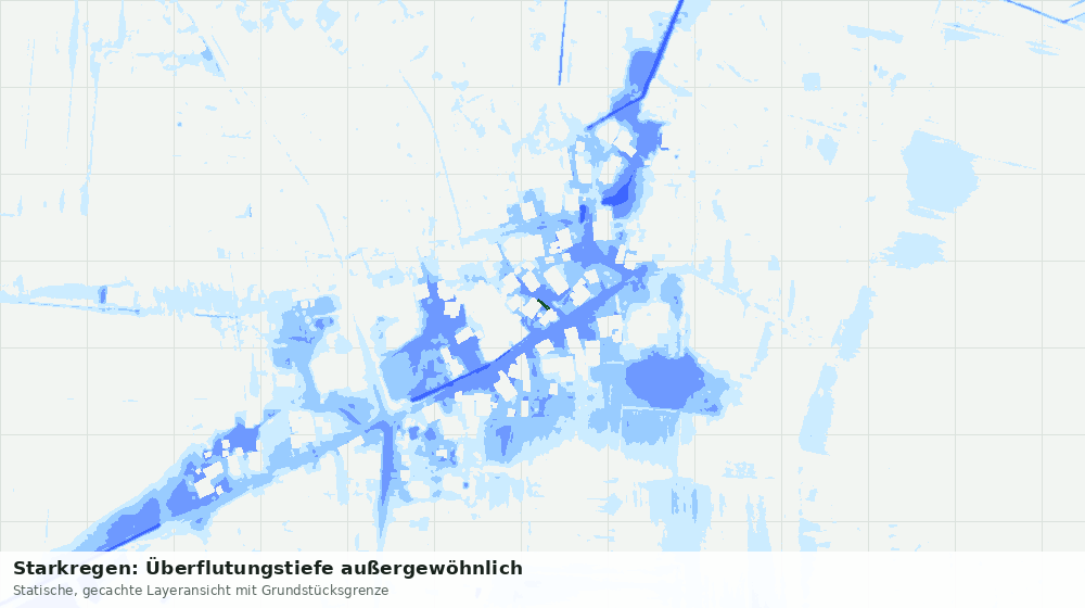 Statische Kartenansicht: Starkregen: Überflutungstiefe außergewöhnlich