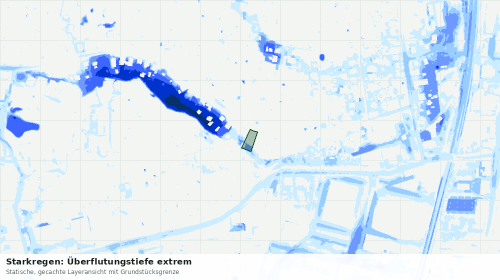 Statische Kartenansicht: Starkregen: Überflutungstiefe extrem