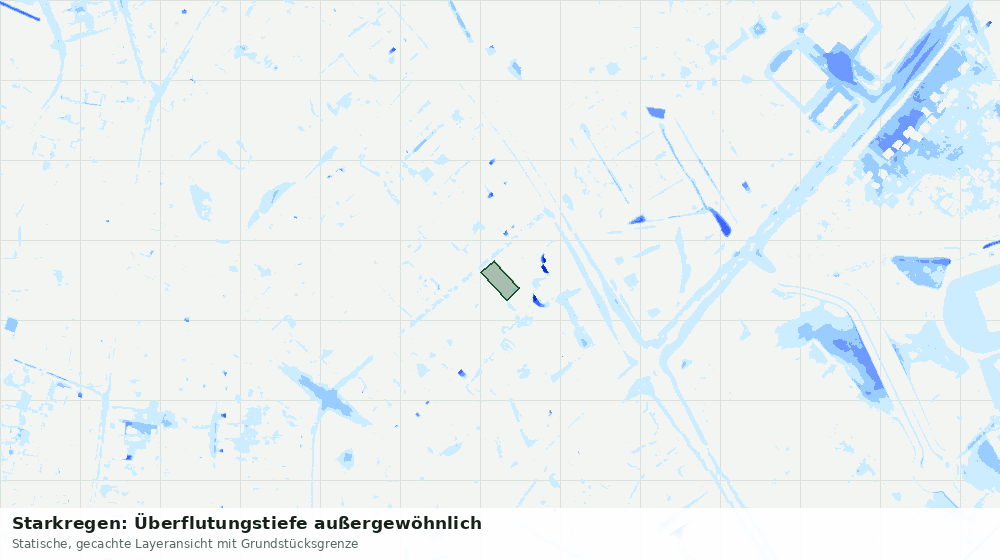 Statische Kartenansicht: Starkregen: Überflutungstiefe außergewöhnlich