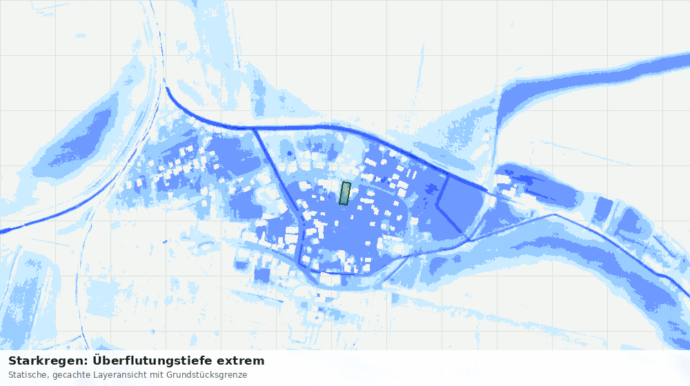 Statische Kartenansicht: Starkregen: Überflutungstiefe extrem