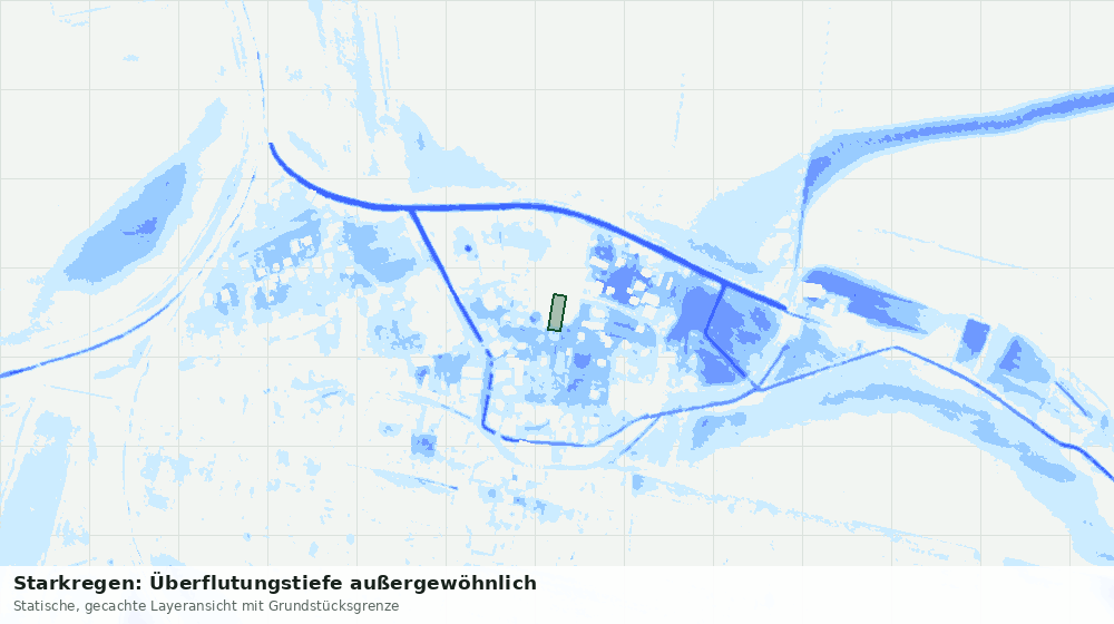 Statische Kartenansicht: Starkregen: Überflutungstiefe außergewöhnlich