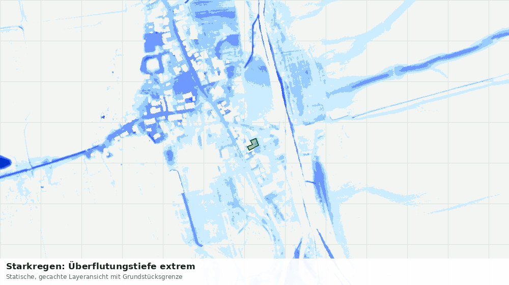 Statische Kartenansicht: Starkregen: Überflutungstiefe extrem