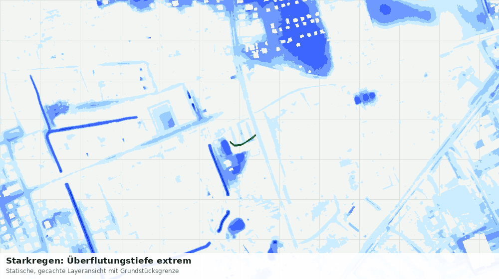 Statische Kartenansicht: Starkregen: Überflutungstiefe extrem