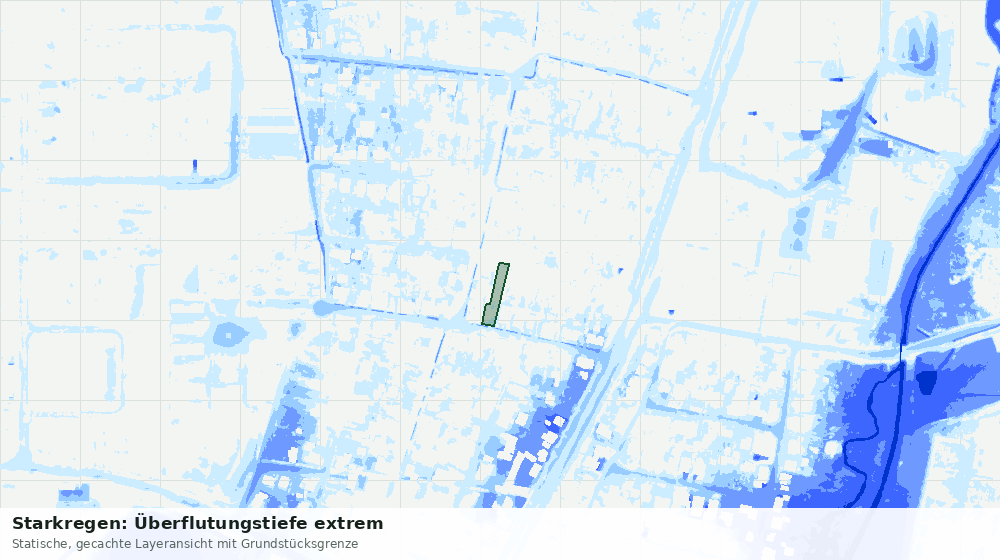 Statische Kartenansicht: Starkregen: Überflutungstiefe extrem