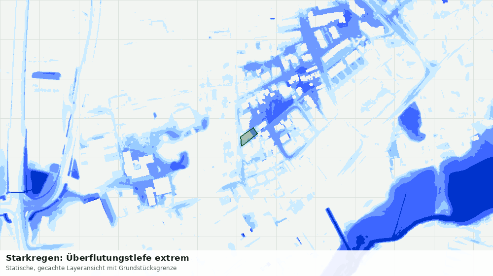 Statische Kartenansicht: Starkregen: Überflutungstiefe extrem