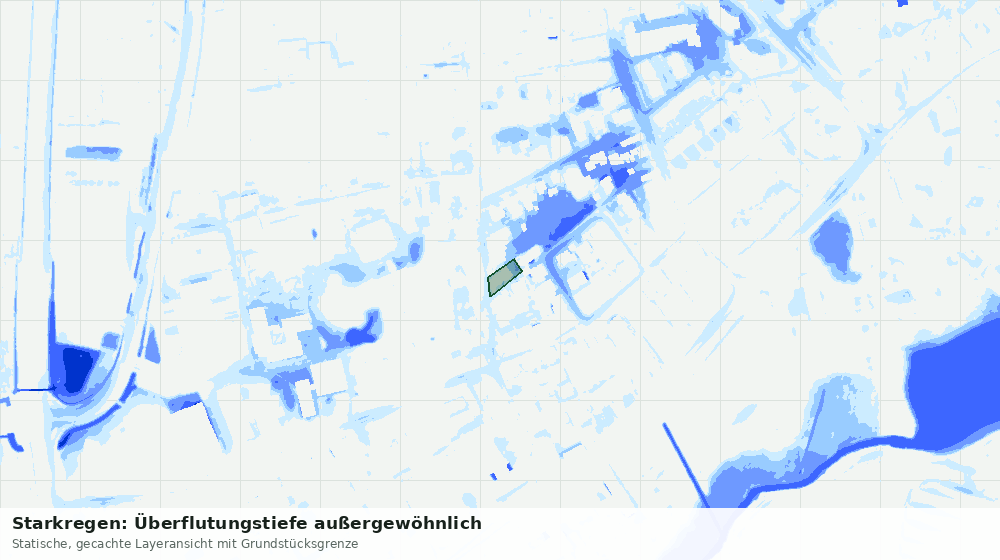 Statische Kartenansicht: Starkregen: Überflutungstiefe außergewöhnlich