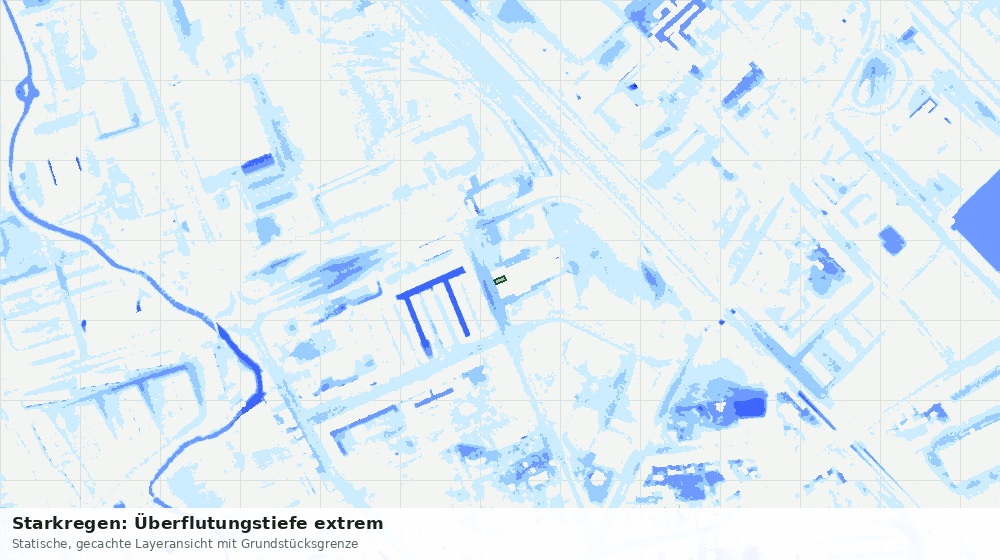 Statische Kartenansicht: Starkregen: Überflutungstiefe extrem