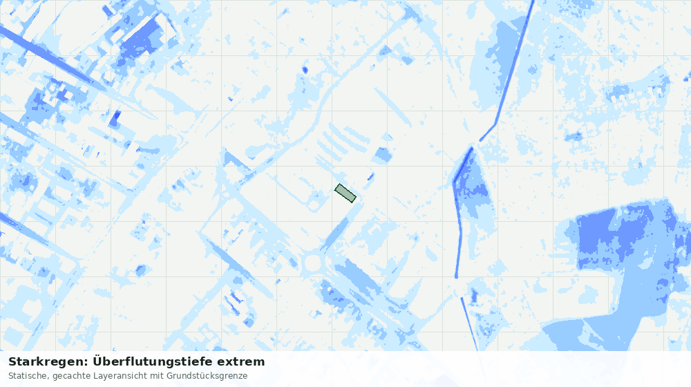 Statische Kartenansicht: Starkregen: Überflutungstiefe extrem