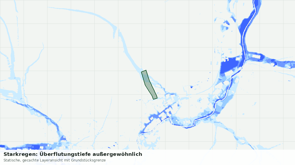 Statische Kartenansicht: Starkregen: Überflutungstiefe außergewöhnlich