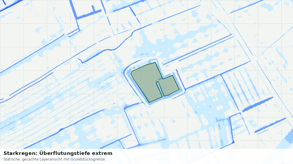 Statische Kartenansicht: Starkregen: Überflutungstiefe extrem