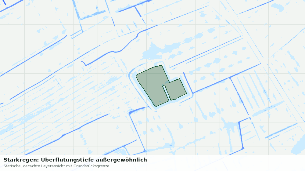 Statische Kartenansicht: Starkregen: Überflutungstiefe außergewöhnlich