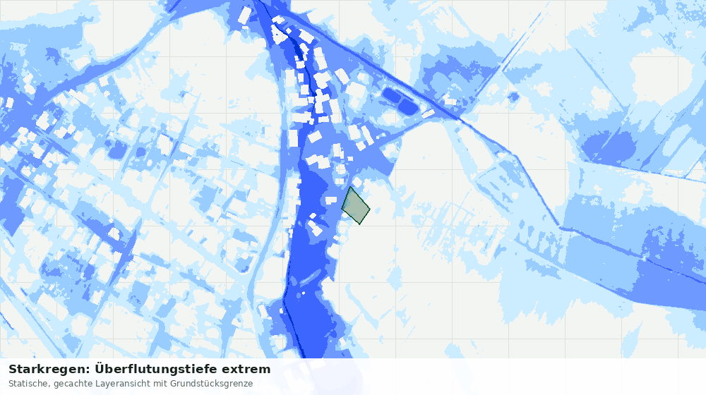 Statische Kartenansicht: Starkregen: Überflutungstiefe extrem