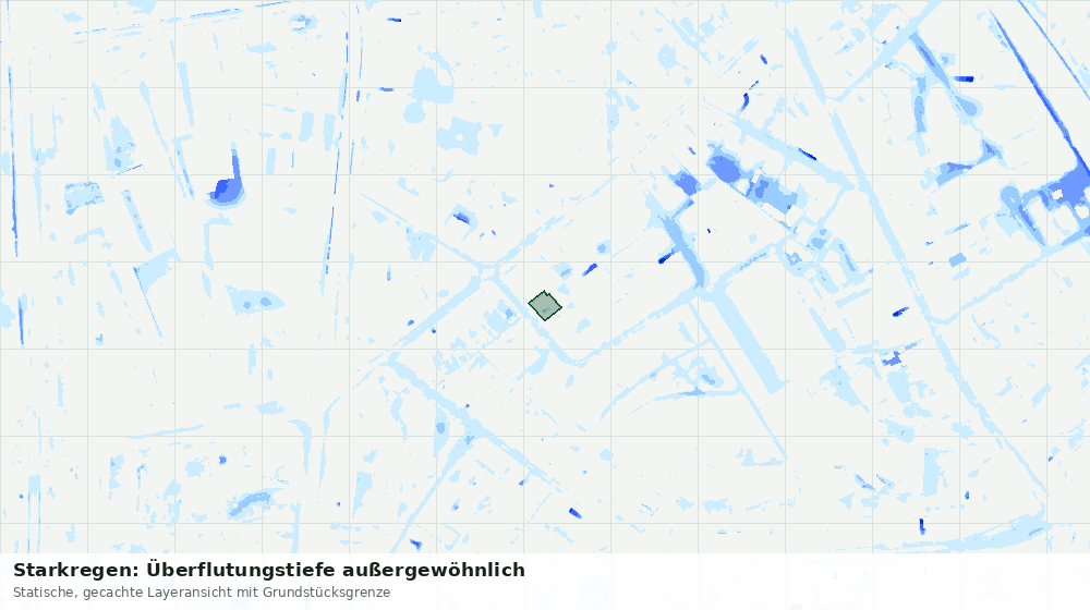 Statische Kartenansicht: Starkregen: Überflutungstiefe außergewöhnlich