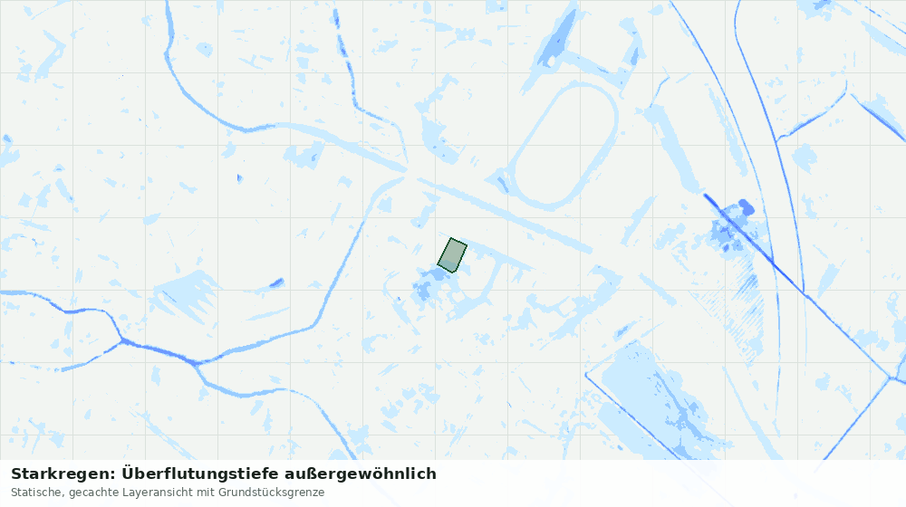 Statische Kartenansicht: Starkregen: Überflutungstiefe außergewöhnlich