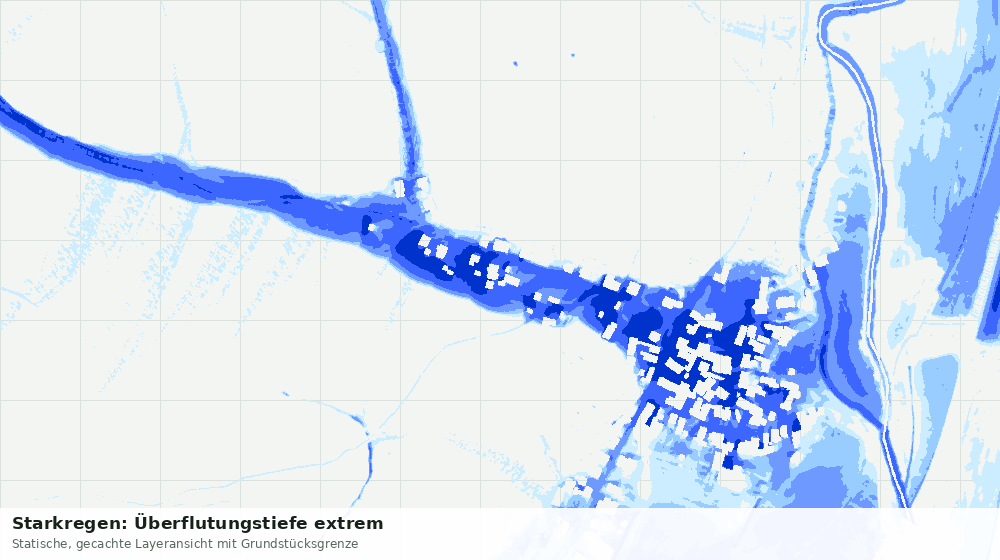 Statische Kartenansicht: Starkregen: Überflutungstiefe extrem