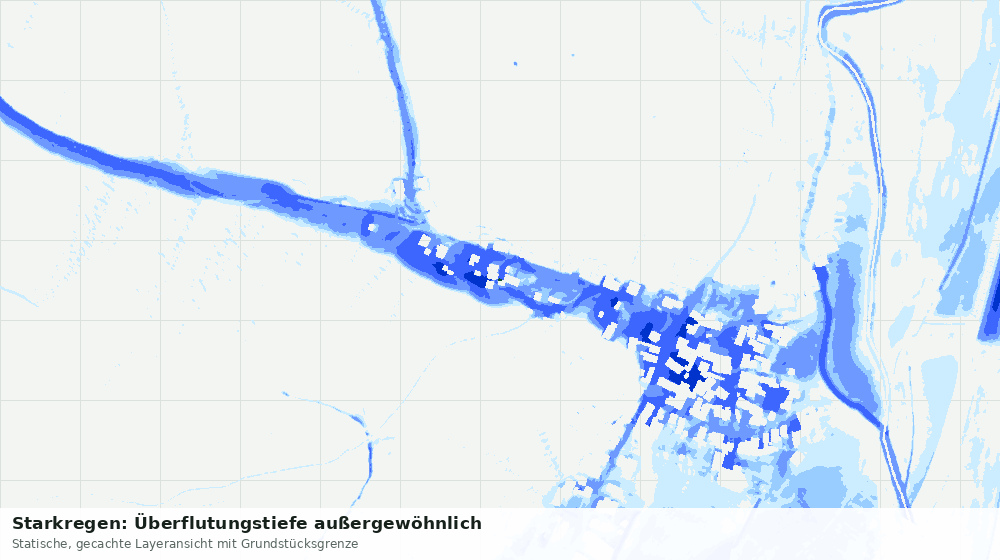 Statische Kartenansicht: Starkregen: Überflutungstiefe außergewöhnlich