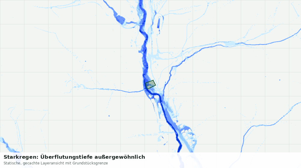 Statische Kartenansicht: Starkregen: Überflutungstiefe außergewöhnlich