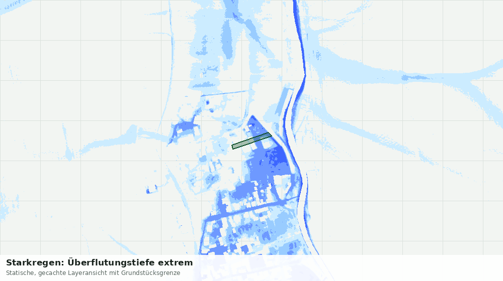 Statische Kartenansicht: Starkregen: Überflutungstiefe extrem